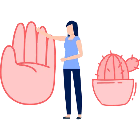 Woman showing fingers on hand  Illustration