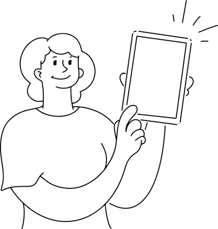 Woman Showing Gadget Screen  Illustration