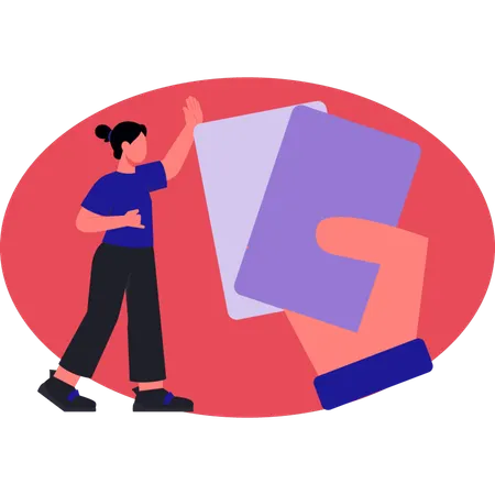 Woman showing game card  Illustration