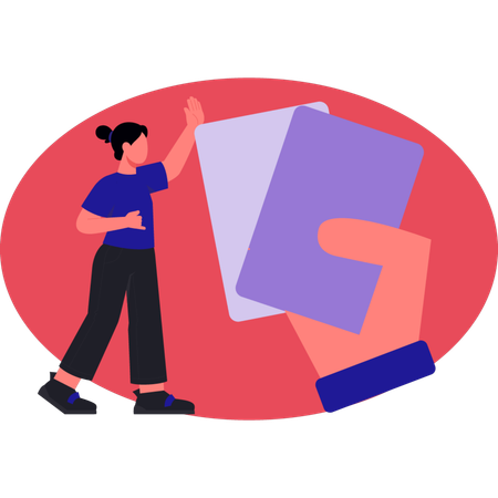Woman showing game card  Illustration