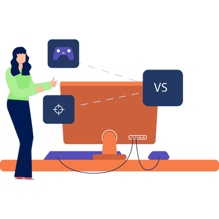 Woman Showing Game Controller  Illustration