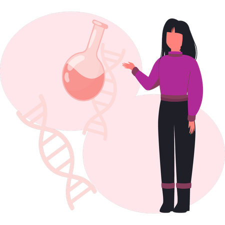 Woman showing genetic DNA testing  Illustration