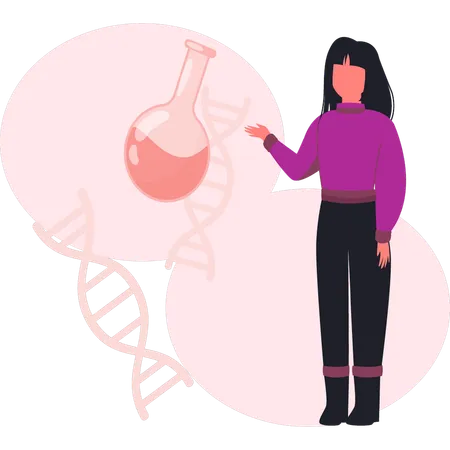 Woman showing genetic DNA testing  Illustration