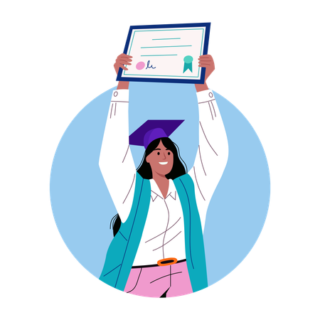 Woman showing graduate certificate  Illustration