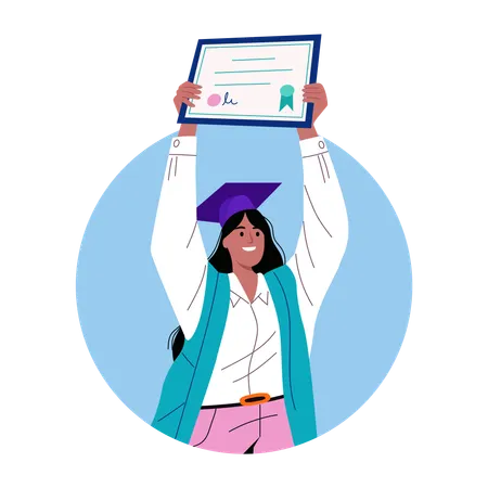 Woman showing graduate certificate  Illustration