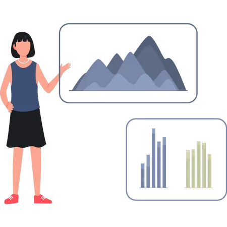 Woman Showing Graph  Illustration