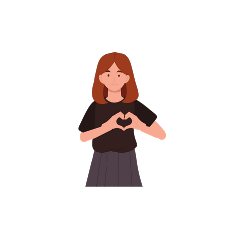 Woman showing heart gesture Illustration