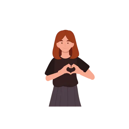 Woman showing heart gesture Illustration