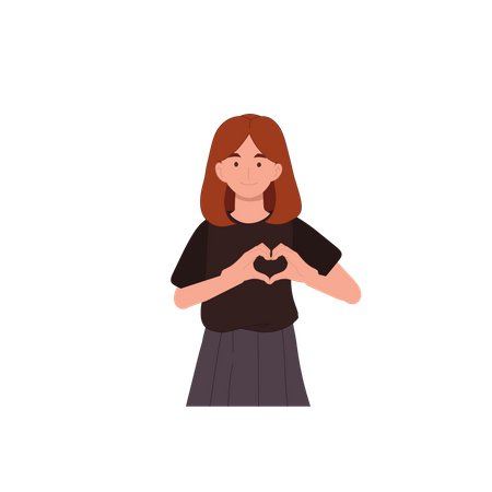 Woman showing heart gesture  Illustration