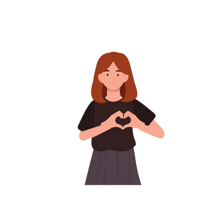 Woman showing heart gesture  Illustration