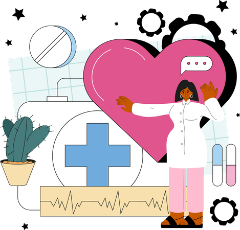 Woman showing heart  Illustration