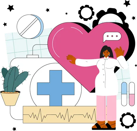 Woman showing heart  Illustration