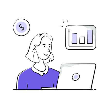 Woman showing Hospital Stats data  Illustration