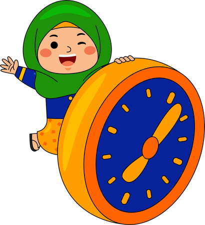 Woman showing Iftar time  Illustration