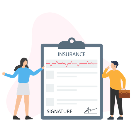 Woman showing Insurance Contract  Illustration