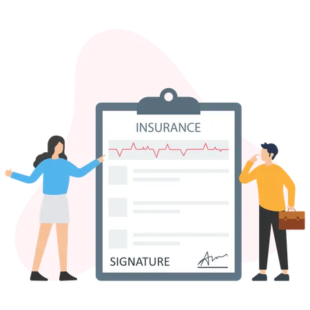 Woman showing Insurance Contract  Illustration