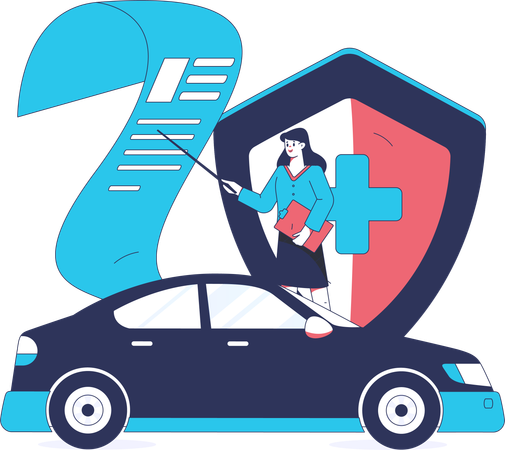 Woman showing insurance policy  Illustration