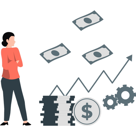 Woman showing investment growth  Illustration