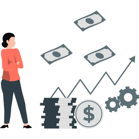 Woman showing investment growth  Illustration