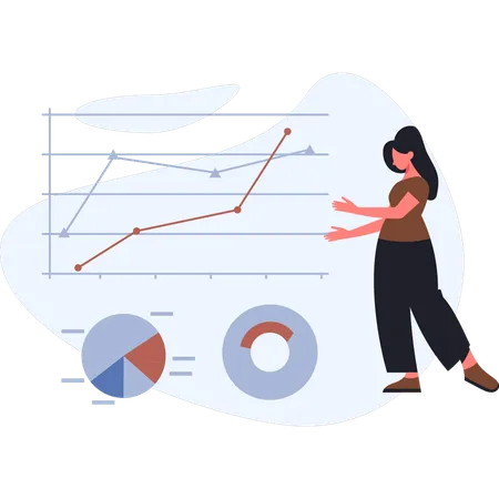 Woman showing investment report  Illustration