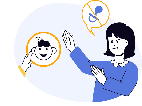 Woman showing kid prohibition item  Illustration