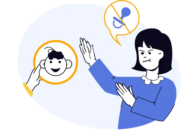 Woman showing kid prohibition item  Illustration