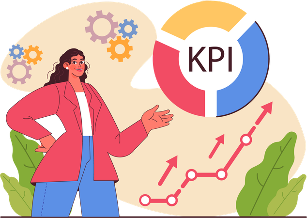 Woman showing kpi analysis  Illustration