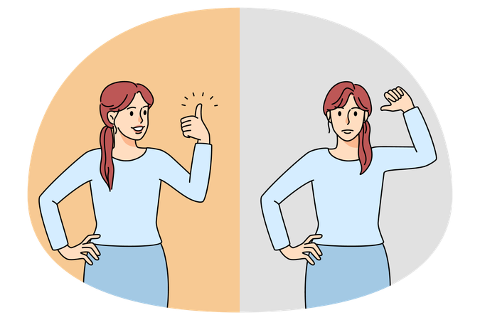Woman showing like and dislike  Illustration