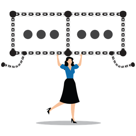 Woman showing Link idea for solution  Illustration