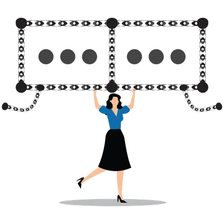 Woman showing Link idea for solution  Illustration