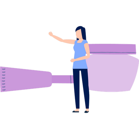 Woman showing lotion jar  Illustration