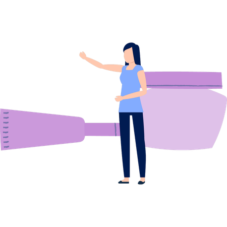 Woman showing lotion jar  Illustration