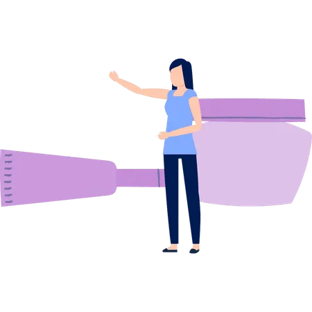Woman showing lotion jar  Illustration