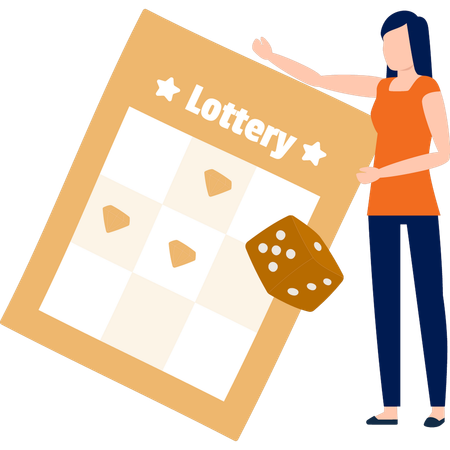 Woman showing lottery ticket  Illustration