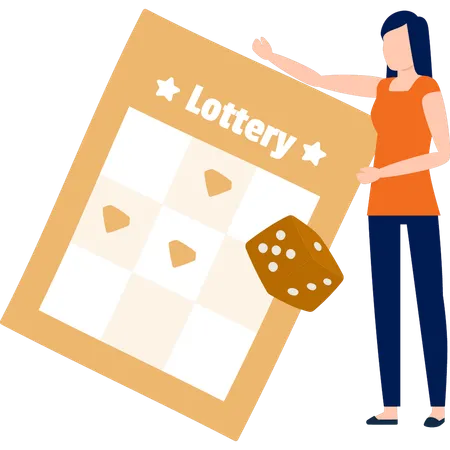 Woman showing lottery ticket  Illustration