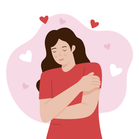 Woman showing love for herself Illustration