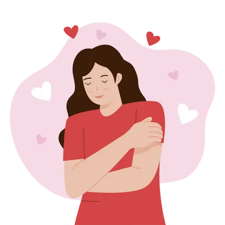 Woman showing love for herself  Illustration