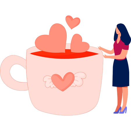 Woman showing lovely coffee  Illustration