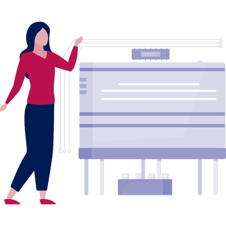 Woman showing managing data  Illustration