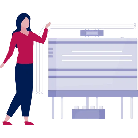 Woman showing managing data  Illustration