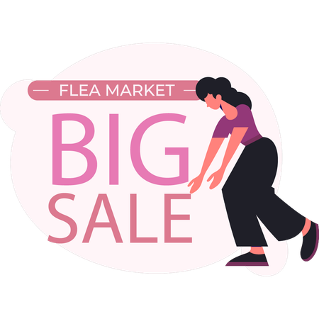 Woman showing marketing big sale  Illustration