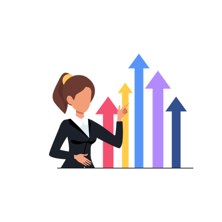 Woman showing Marketing growth  Illustration