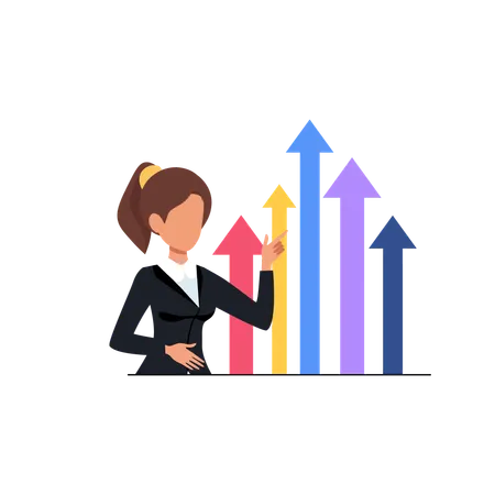 Woman showing Marketing growth  Illustration