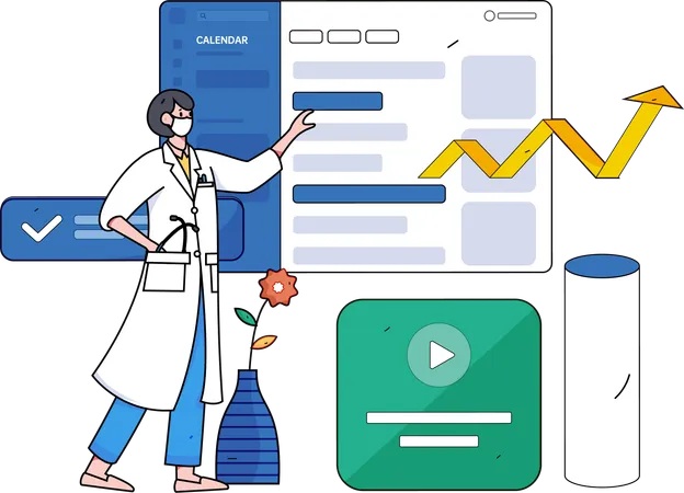 Woman showing medical analysis report  Illustration