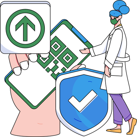 Woman showing medical insurance  Illustration