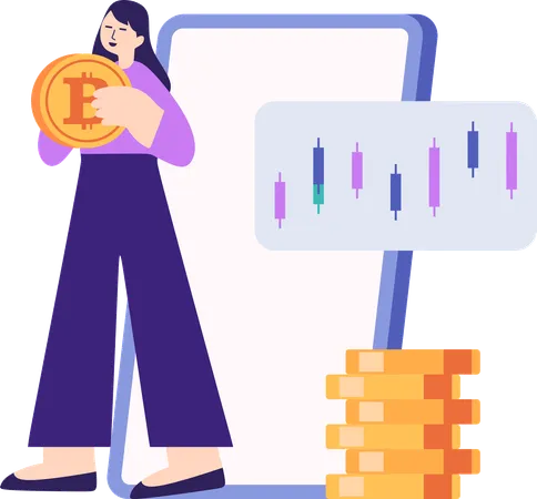 Woman showing mining algorithm  Illustration