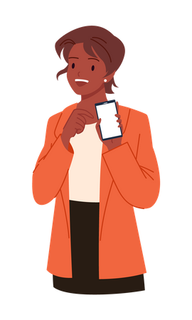 Woman Showing Mobile  Illustration