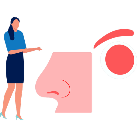 Woman showing nose sense  Illustration