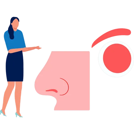 Woman showing nose sense  Illustration