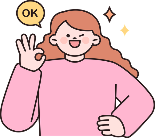 Woman showing OK gesture  Illustration